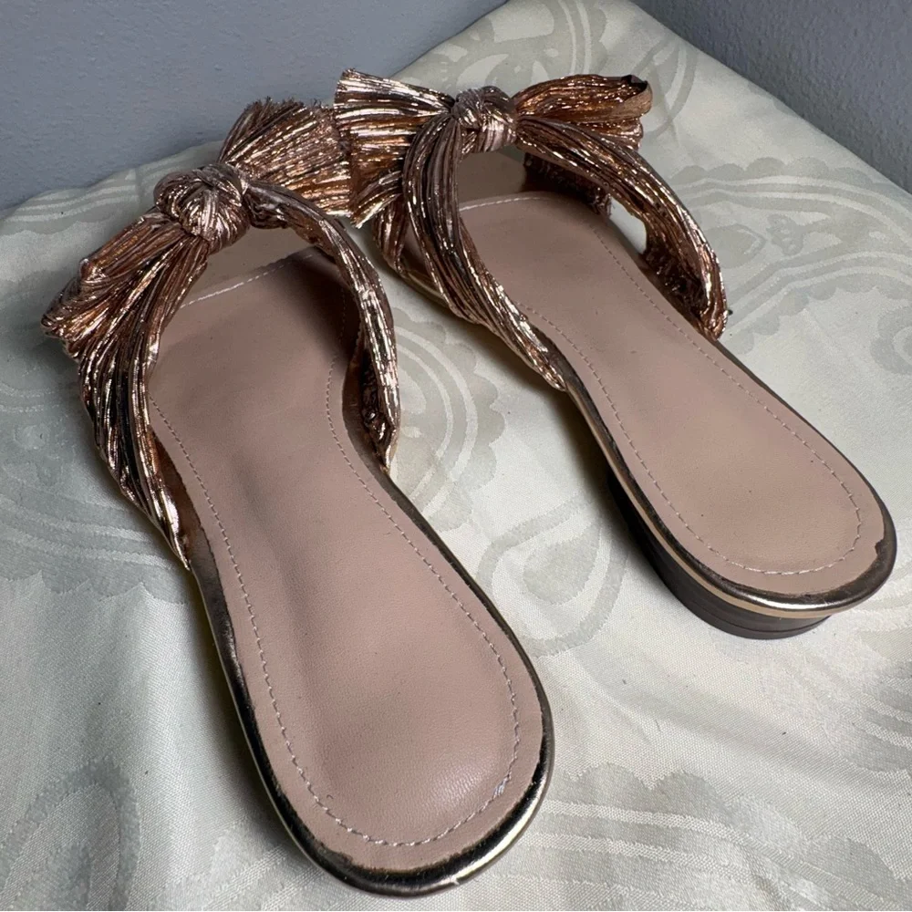 Journee Collection Metallic Bow Sandals